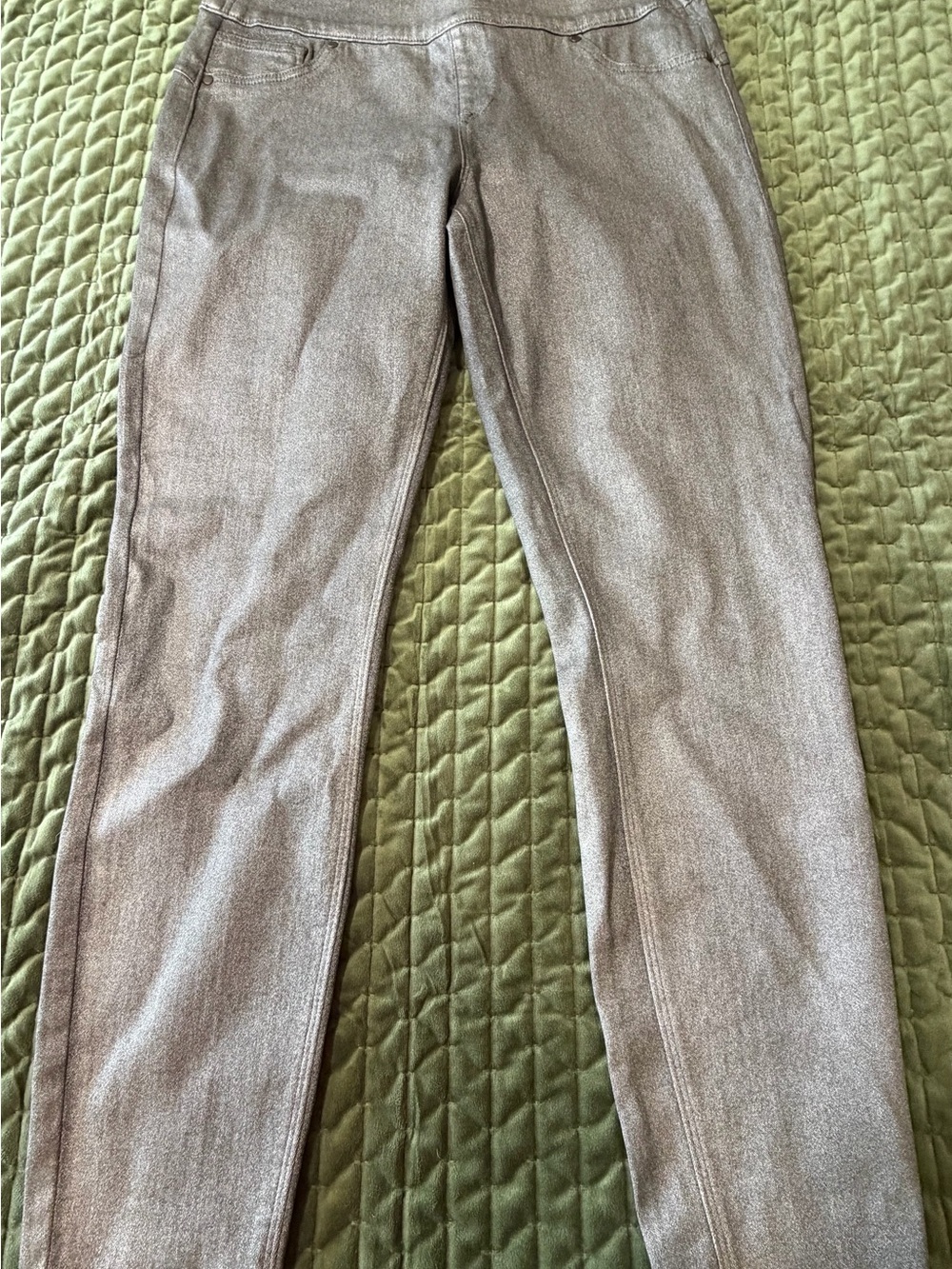 SPANX pewter shimmer gray pull‎ on jeans size XL - Picture 4 of 13